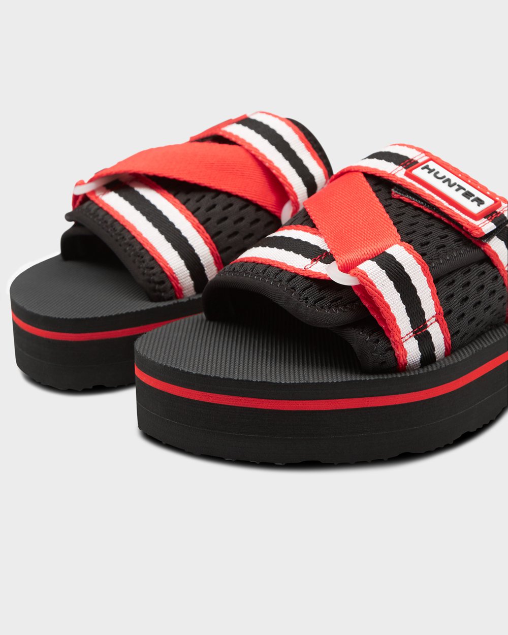 Hunter Mujer Original Flatform Beach - Chanclas Negras/Blancas/Rojas - 507-PBOGUJ